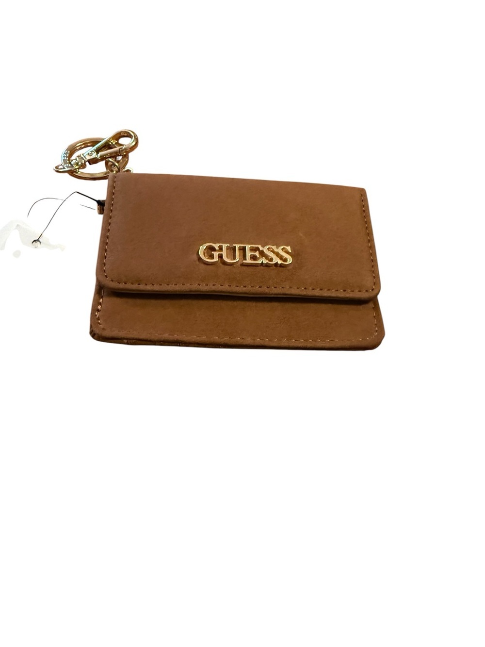 Guess Tan Suede Keyring Card Wallet with Gold Hardware NWT - Picture 2 of 7